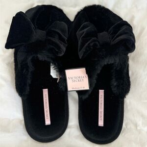 Victorias Secret Velvet Bow Slippers - Brand New